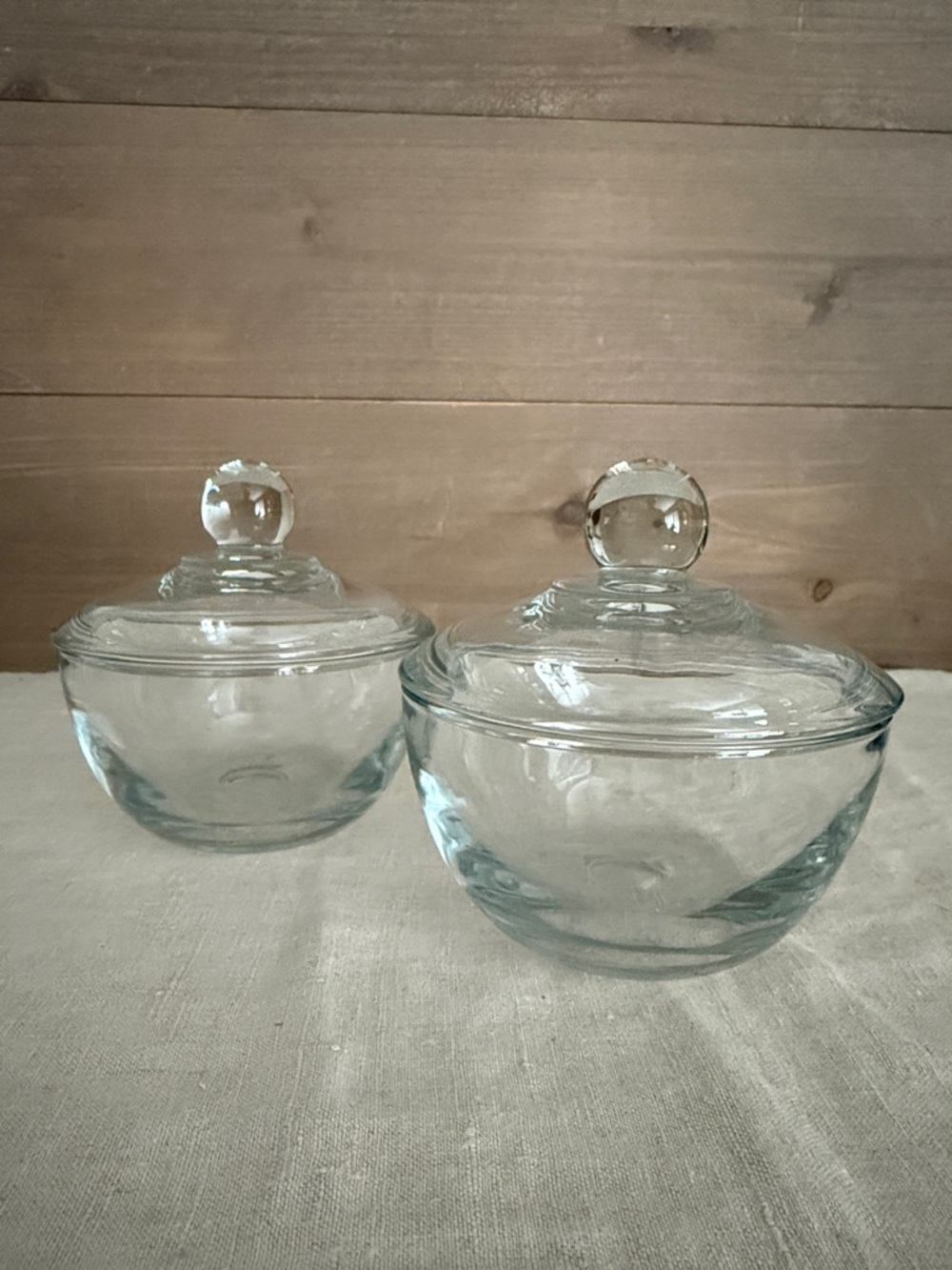 Clear Glass Lidded Bowls - Set of 2 - Picture 2 of 5